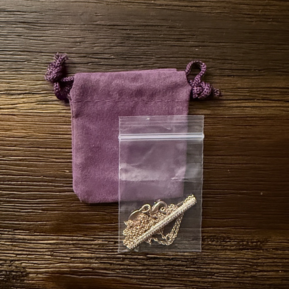 Express Rose Gold Tone Crystal Bar Necklace - Picture 9 of 10